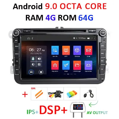 Android 9,0 4G 64G 2 DIN автомобиль gps для сиденья Altea Leon Toledo volkswagen VW Passat b6 POLO golf 5 golf 6 touran passat CC DVD - Цвет: 4G 64G DSP AVOUT-DVD