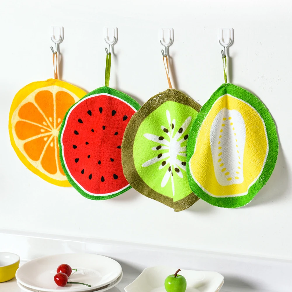 

1PCS Hanging Kitchen Absorbent Wipes, Hand Towels, Bathroom Quick-drying Cute Fruit Printed Dish Cloths, Napkins, Cleaning Wipes