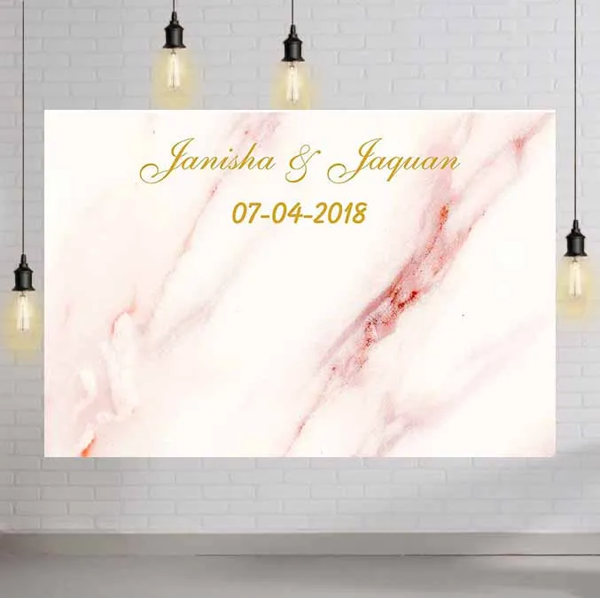 

Custom Wedding Party Backdrop Bridal Shower Banner Pink Marble Texture Birthday Portrait Background Poster Table Wall Decoration