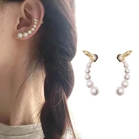 minimalist multi faux pearls ear climber delicate gold fake pearl ear cuffs graceful ear clips bridal jewelry gifts 1 pair