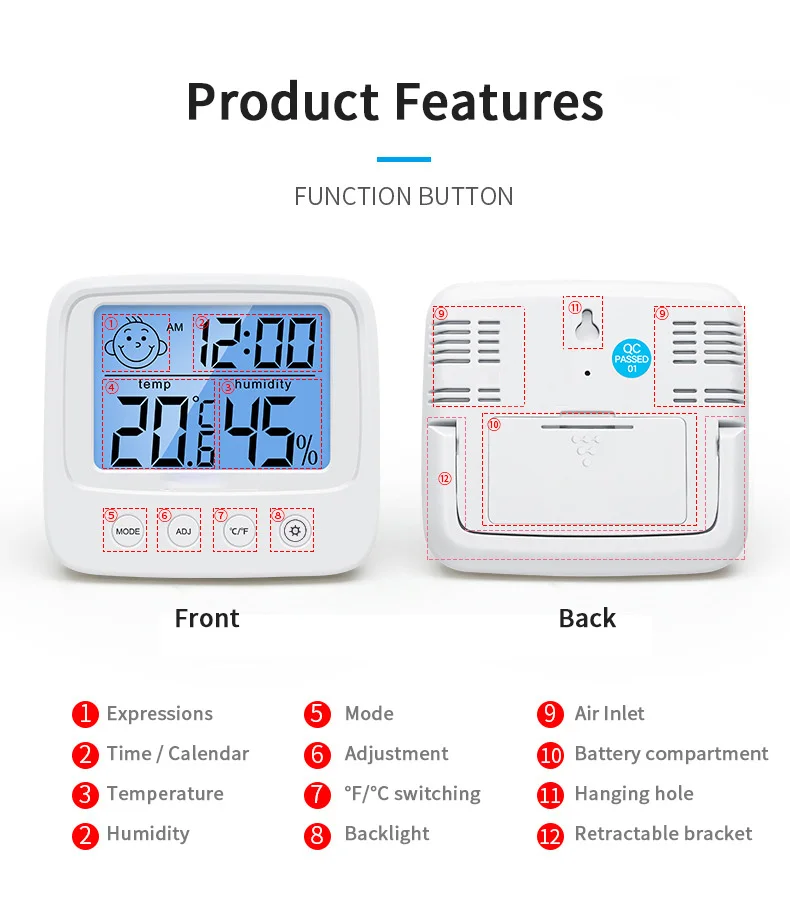 digital lcd temperature humidity meter backlight home indoor electronic hygrometer thermometer weather station baby room free global shipping