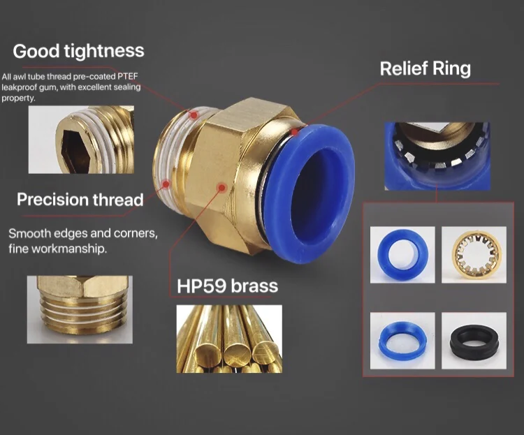 Быстроразъемный пневматический штуцер для шланга 4 мм 6 8 резьба 1/8 дюйма 1/4 3/8 1/2 |