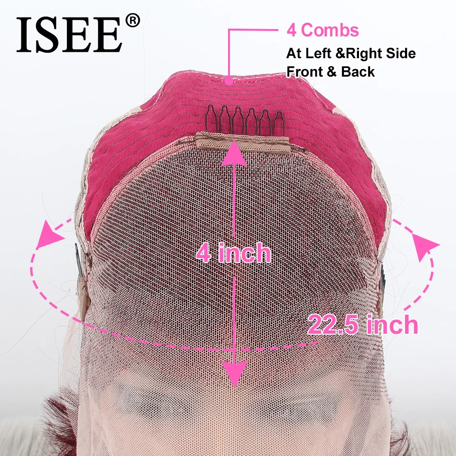 ISEE 99j малазийский прямой парик с Фронтом шнурка 150% плотность короткие парики