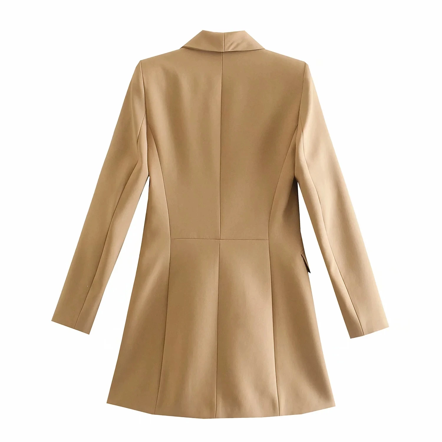 Женский двубортный Блейзер длинное винтажное пальто с длинным рукавом и