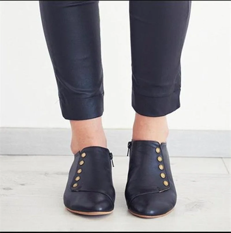 

New Arrivals Pu Leather Zipper Design Style Women Boots Fashion Low Heels Casual Stylish Modern Boots for Ladies KP213