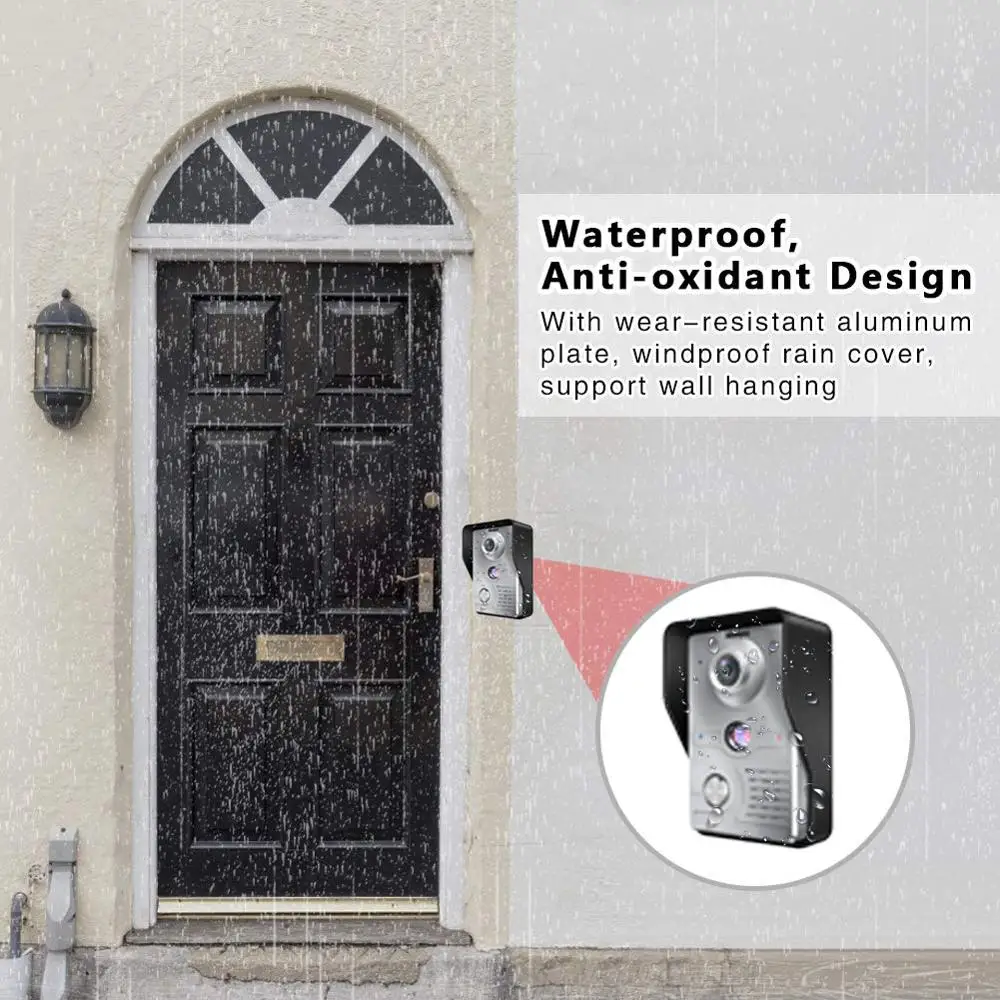 Video Intercom Doorbell 7 Inch LCD Wired Door Phone System Visual Indoor Monitor 700TVL Outdoor IR Camera Support Unlock | Безопасность