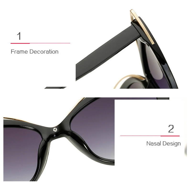RBRARE Brand Cat Eye Sunglasses Women Double Cateye Sun Glasses Ladies Sexy Vintage Metal Hollow Eyewear UV400 Shades | Аксессуары для