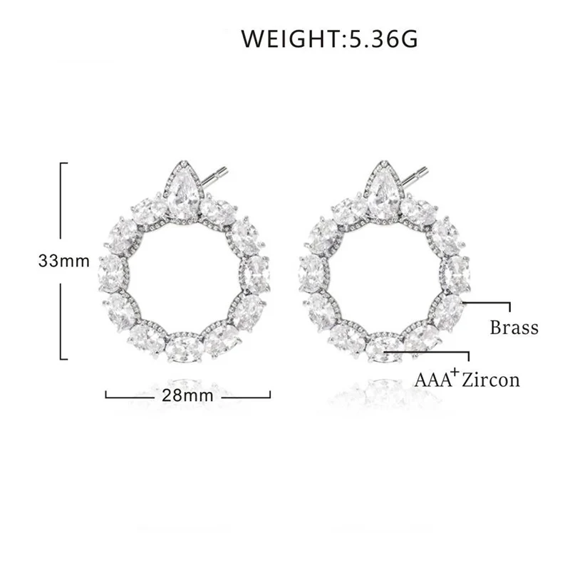 

Oval zircon exaggerated earrings for women 210315-01
