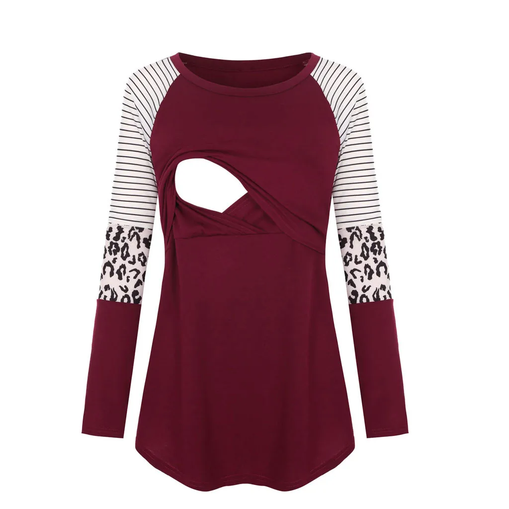 Женские топы с длинными рукавами в стиле пэчворк для беременных блузка кормления