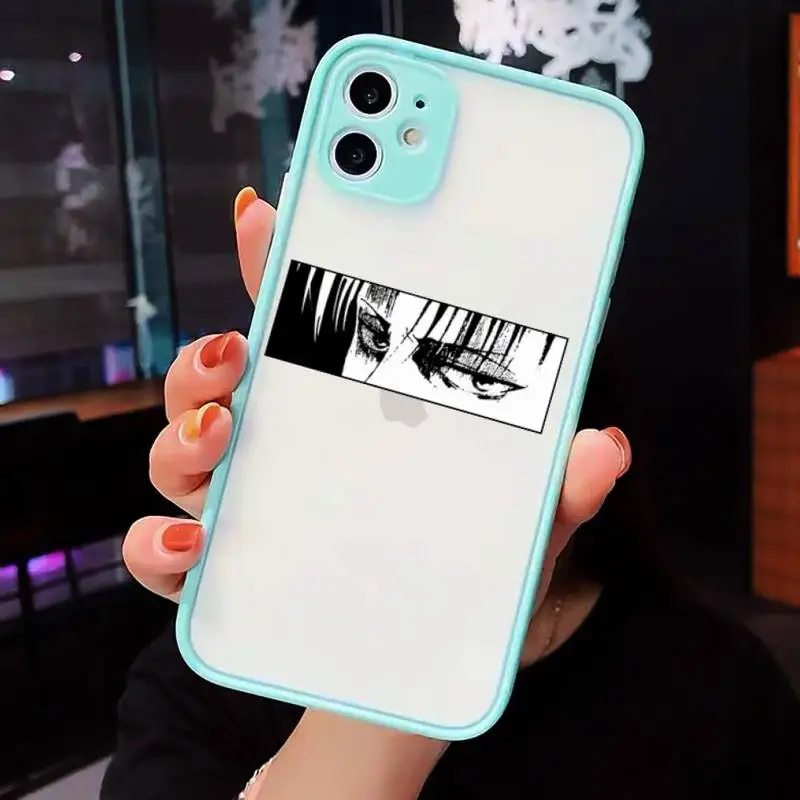 

Attack on titan anime Phone Cases Matte transparent For blue iPhone 12 Mini 11 Pro XR XS Max 7 8 Plus X Back Cover