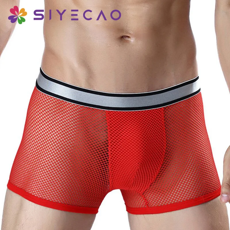 Пикантные сетчатые Для мужчин нижнее белье Cueca с рисунком принцесса Клубничка