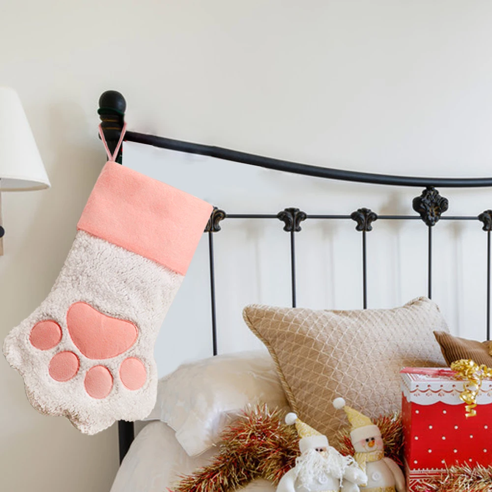 OHEART/розовые рождественские чулки для домашних животных носки в виде собачьей