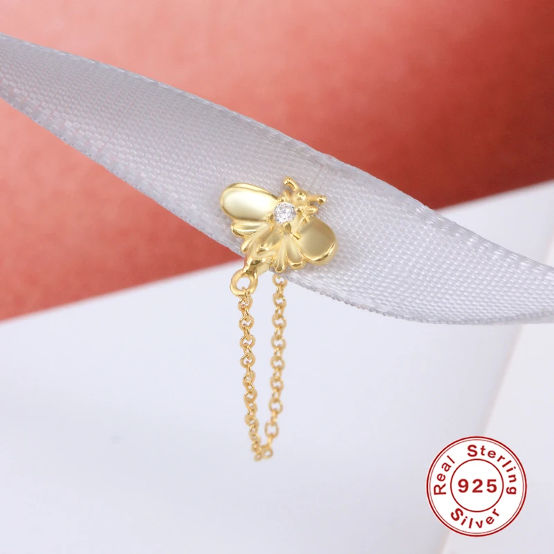 Женские Висячие серьги подвески Hangng цепочка с Пчелой из стерлингового серебра S925