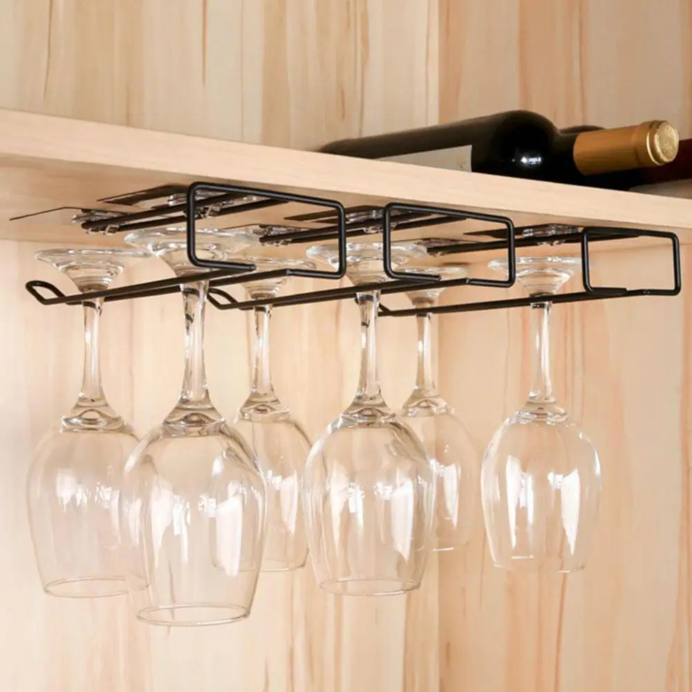 

Iron Art Storage Rack Nail-free Upside Down Goblet Under Glass Household Holder Holder Wine Glass Hanging Cabinets U5d4
