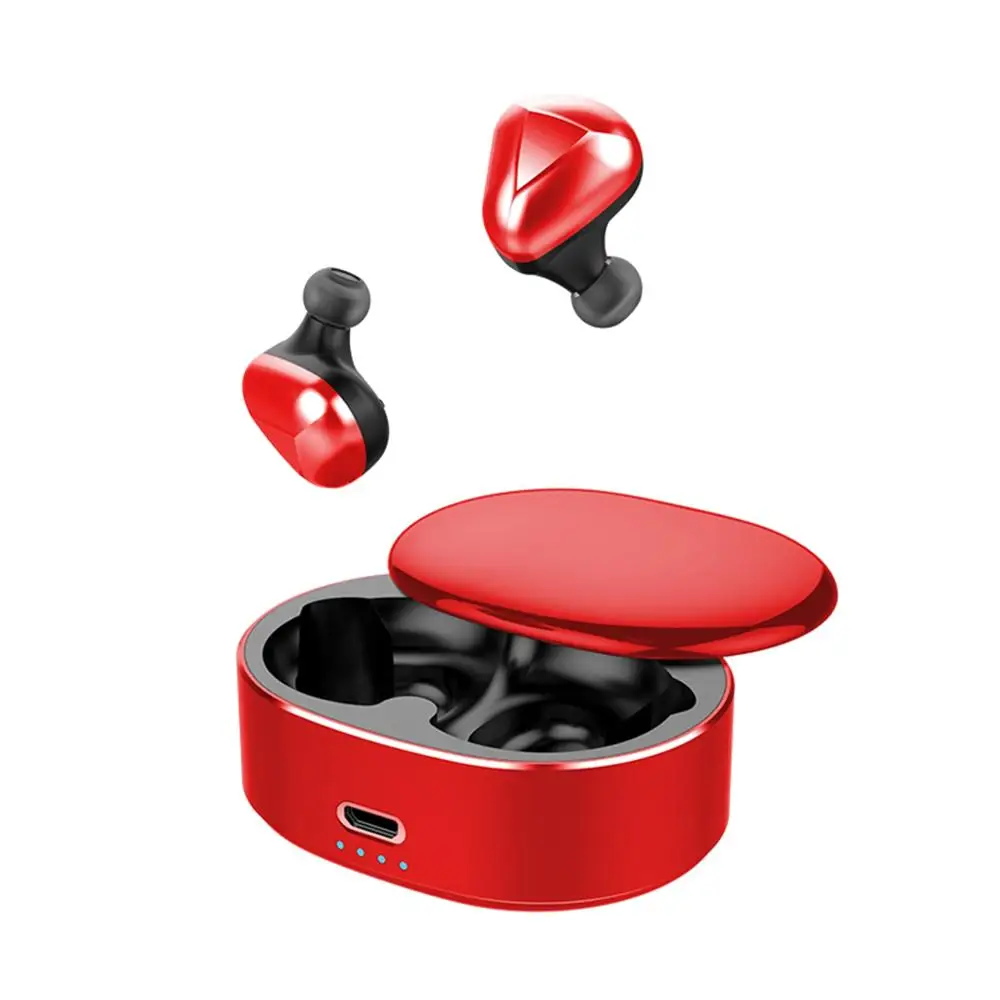 red T50 наушники-вкладыши Tws True Беспроводной наушники хэндс-фри v5.0 Bluetooth наушники стерео наушники 6D Шум снижение гарнитуры с зарядным устройством - Цвет: red