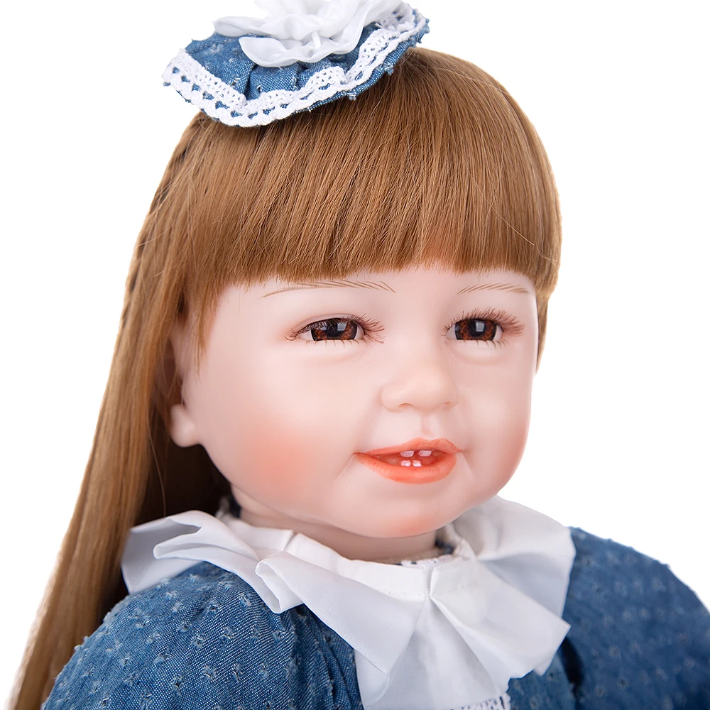

Long Hair 55cm Silicone Reborn Doll Toys Soft Realistic Cloth Body Boneca Menina Doll Educational For Toddler Kids Birthday Gif