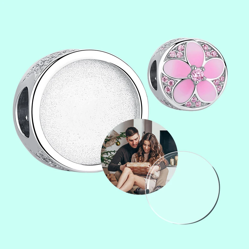 Классический розовый цветок амулеты мерцающие CZ Кристалл персика