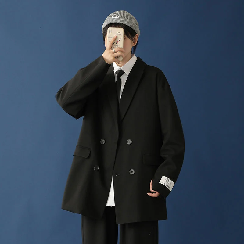 

Мужской модный трендовый пиджак, повседневный свободный Блейзер, черная/серая верхняя одежда в западном стиле, пальто высокого качества, 2021, M-3XL