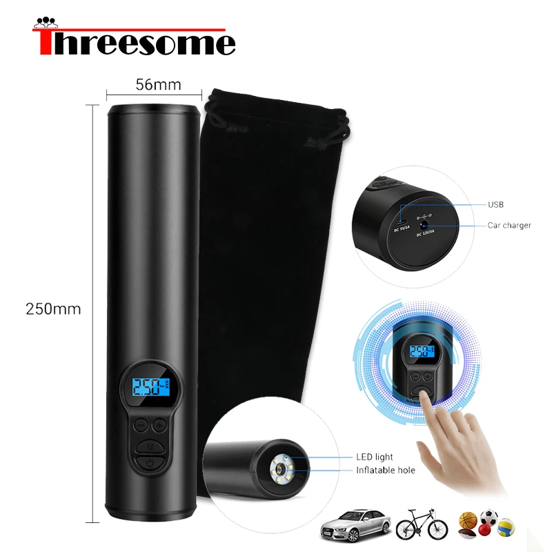 

Threesome Rechargeable Wireless Tyre Inflatable Air Pump Compressor Portable Handheld Mini Pumps for Motorcycle Tires Balloon
