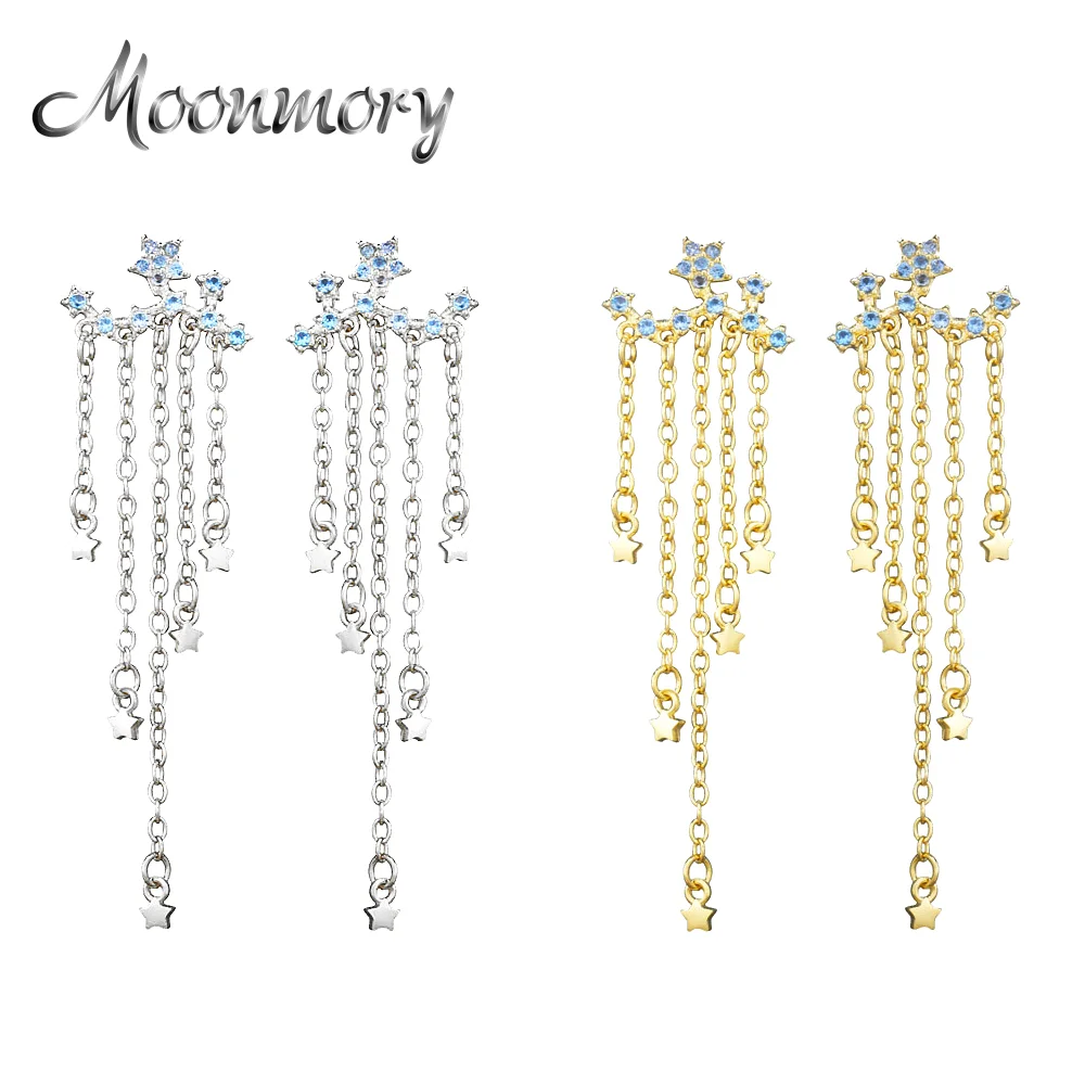 Moonmory 925 Стерлинговое Серебро гальванизированное 18K Золотые сережки с кисточками