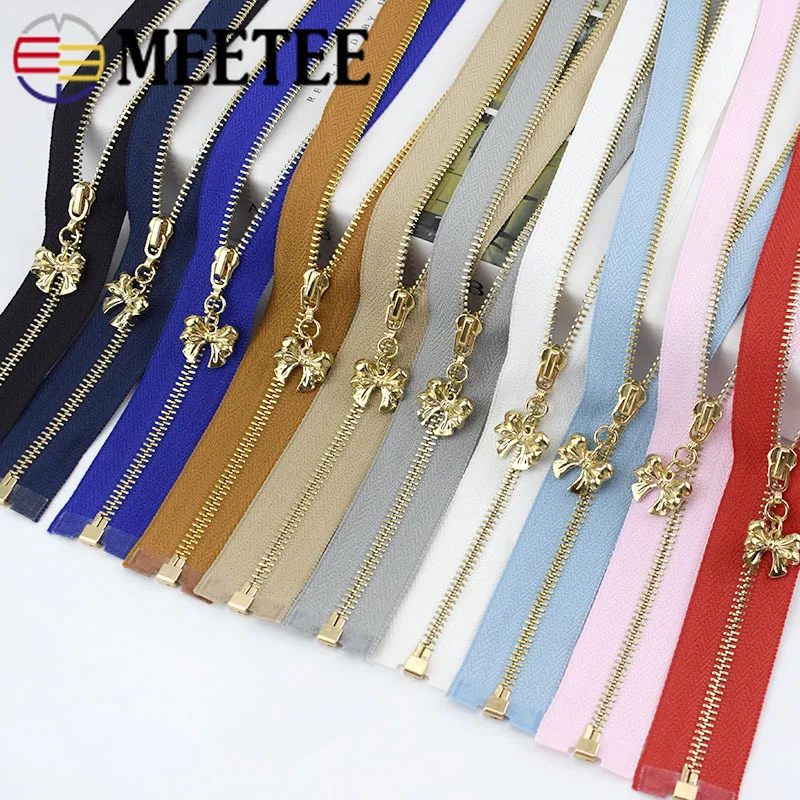 Meetee 2/5 шт 3#70 см с металлическими заклепками; туфли-лодочки на молнии, Fermeture застежкой-молнией A Coudre с открытым концом застёжка-молния для шитья DIY аксессуары для одежды KY2135