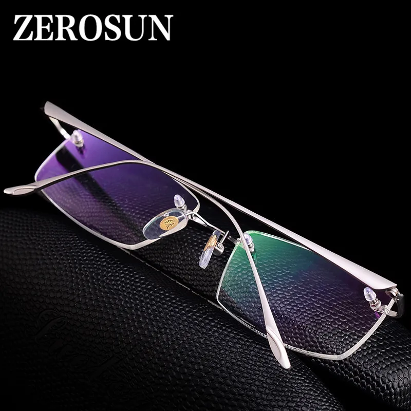 Zerosun титановые очки мужские без оправы оправа модные по рецепту золото серый| |