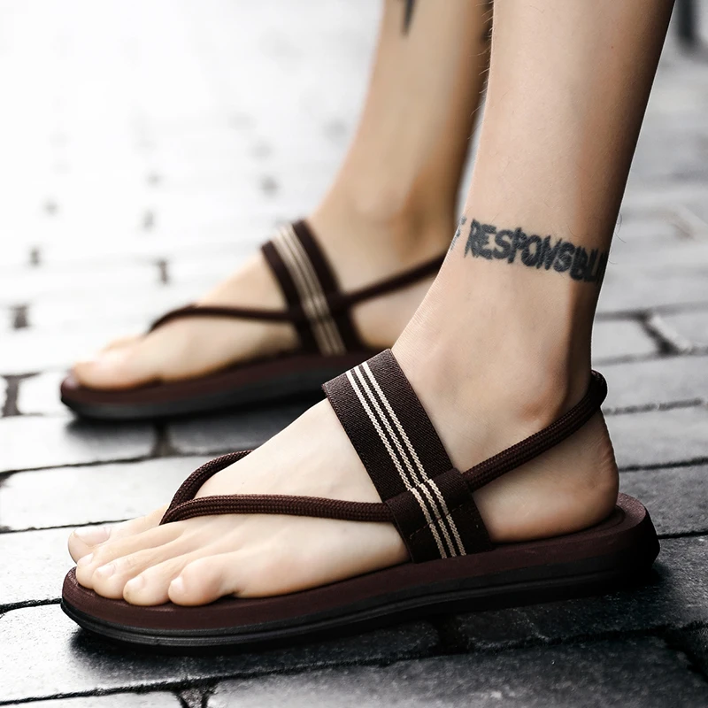 

rope sandals mens sandles 2020 summer fashion handmade toe loop strap lightweight beach shoes closed for man flat casual cheap