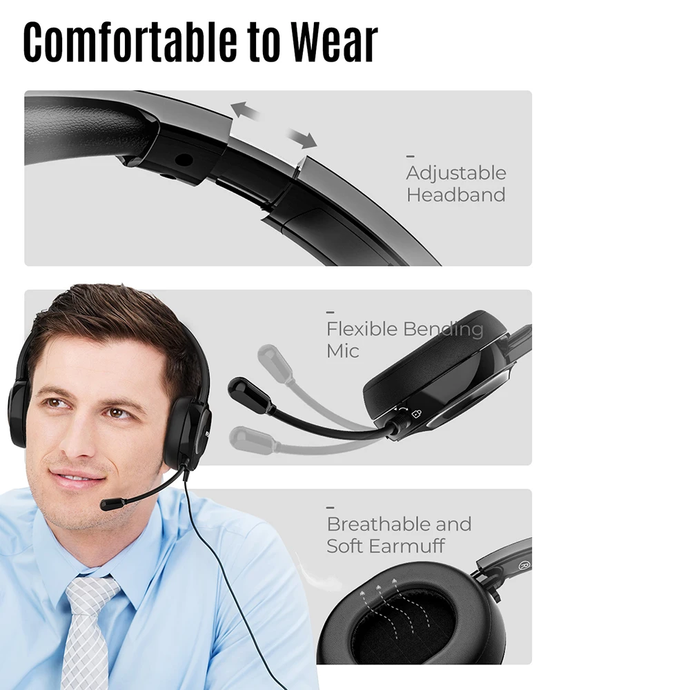 Mpow 331 проводные наушники с микрофоном Накладные регулятор громкости ENC