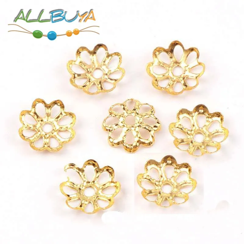 Шапочки для бусин в форме лепестков цветов разделители золотого цвета