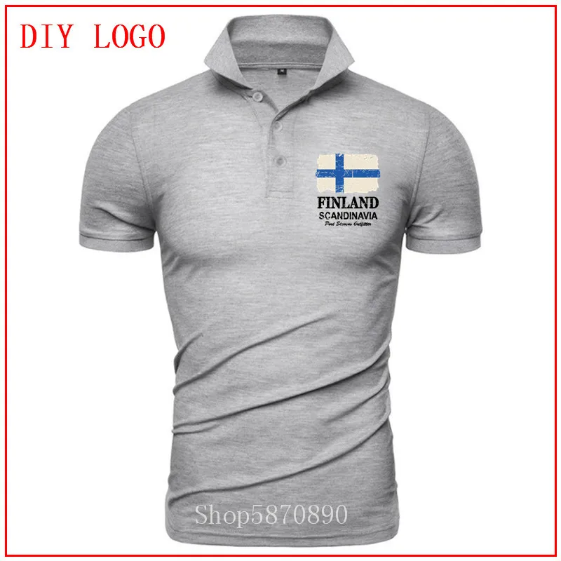 Классическая мужская рубашка с короткими рукавами и флагом Финляндии хлопковая