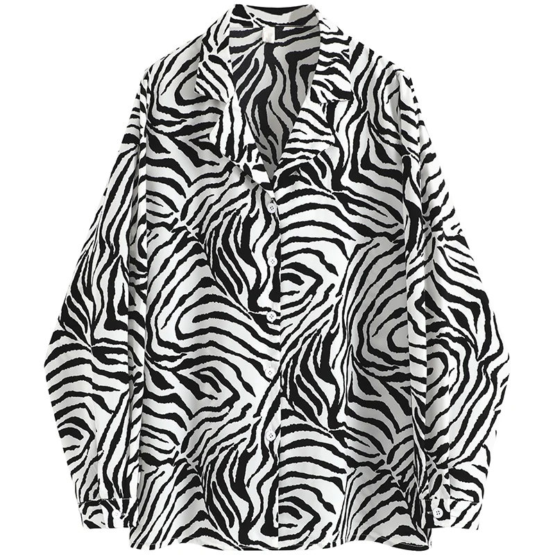 

Zebra New Design Women Shirts Vintage Long-Sleeved Oversized Loose Casual All Match Female Outwear Tops