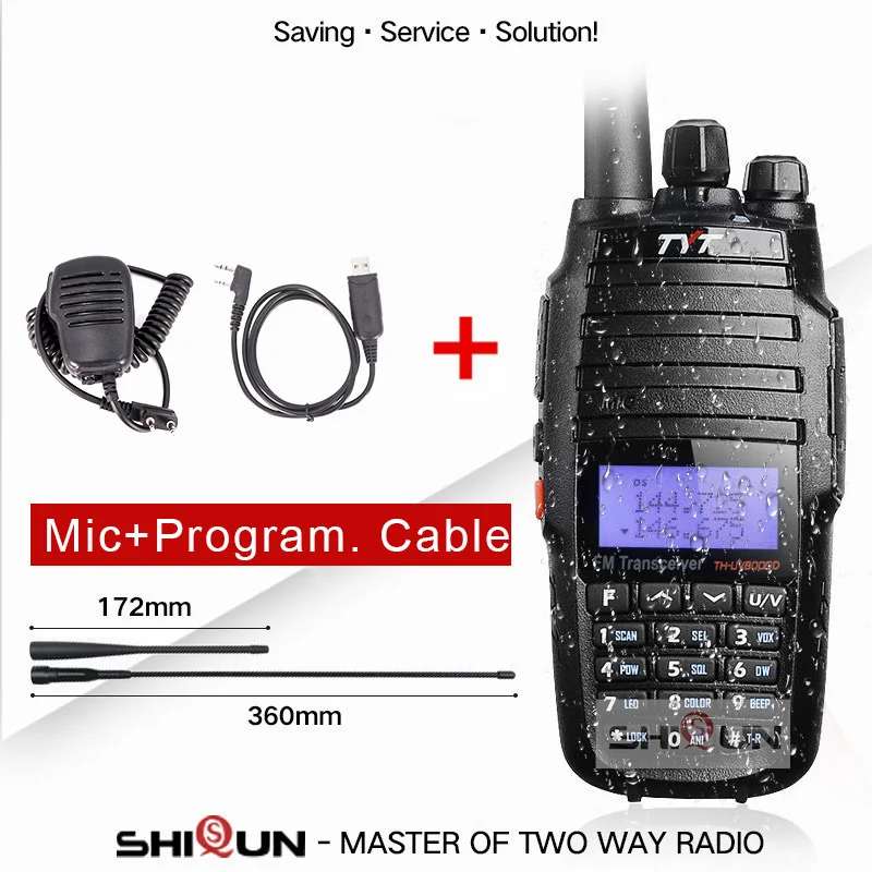 Add Program-MIC TYT TH-UV8000D портативная рация 10 км двухдиапазонный VHF UHF 10 Вт Радио Comunicador 10 км 3600 мАч функция перекрестного ретранслятора радиоприемник TYT - Цвет: Add Program-MIC