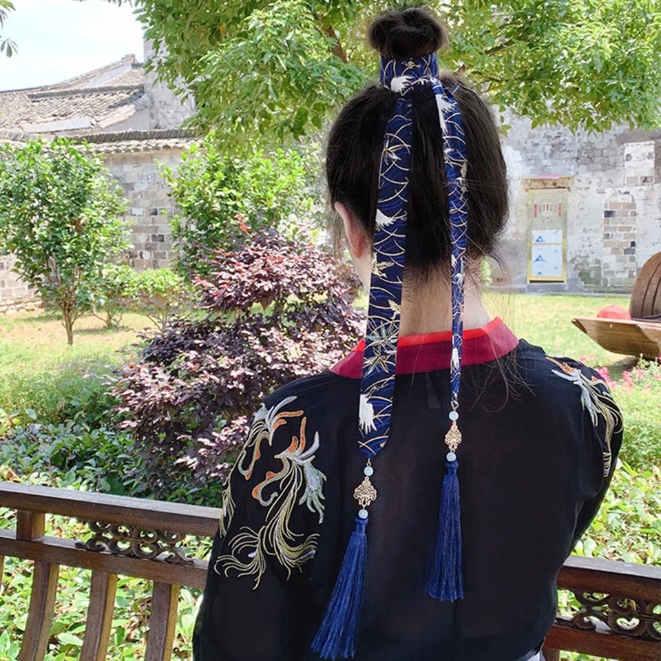 MEIFAN Китайский древний стиль вышивка волос лента Hanfu кисточка для шифоновый