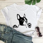 Футболка с рисунком Бостон-терьера, милая Женская хипстерская футболка с коротким рукавом, из высококачественной ткани, топ, забавная футболка для подарка собаке и маме