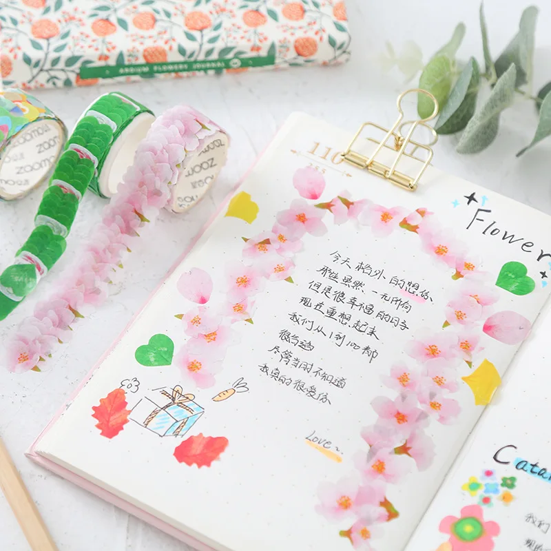 Flower Washi Tape Masking Creative Petal Tearable Collage Decorative Stickers Diary Journal | Канцтовары для офиса и дома