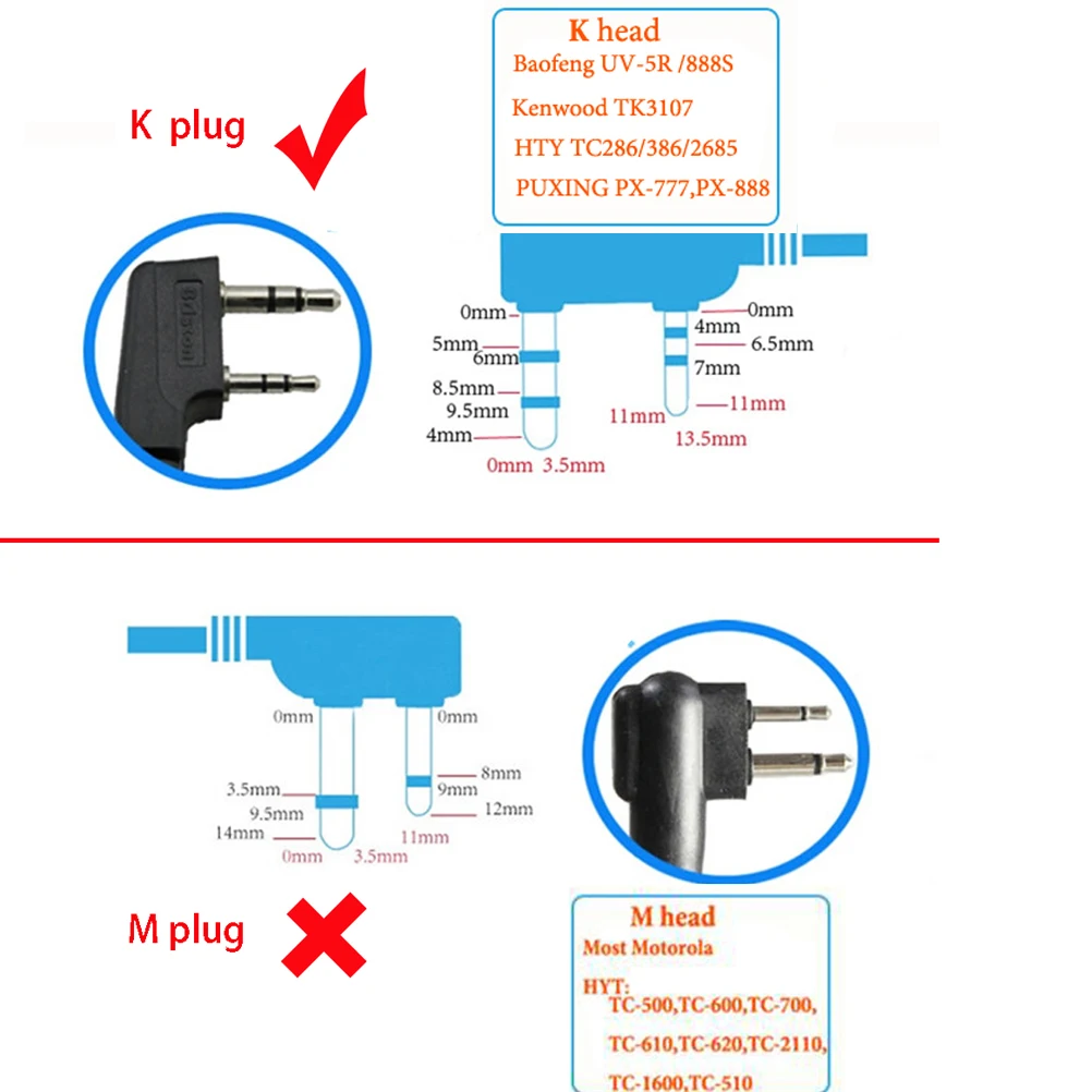 2Pin динамик микрофон для Kenwoode TK3107 TK3207 Walkie Talkie Baofeng UV5R UV-5RA 888S и Wouxun KG-UV6D Radi | Мобильные