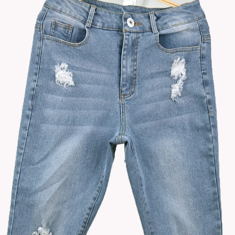 

Women's jeans slim slimming ripped sexy mid-rise denim trousers
