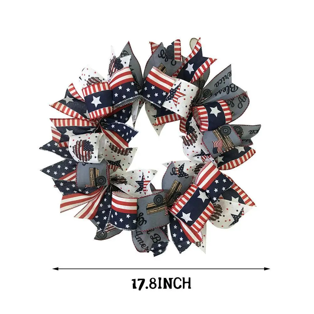 

USA Independence Day Patriotic Wreath America Memorial Decoration Craft Home Day Hanging Wall Easter Wreath Garland G5Z4