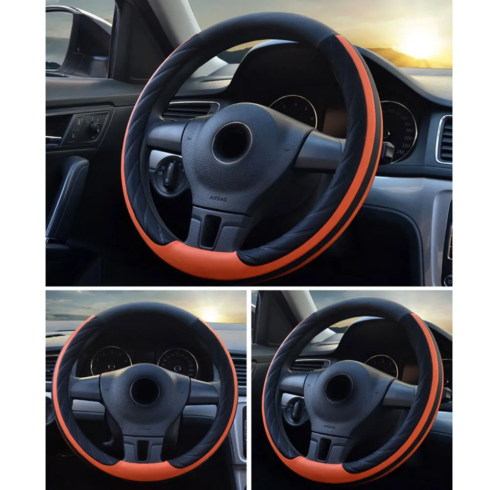 DSYCAR 1 шт. из искусственной кожи чехол рулевого колеса автомобиля 38 см