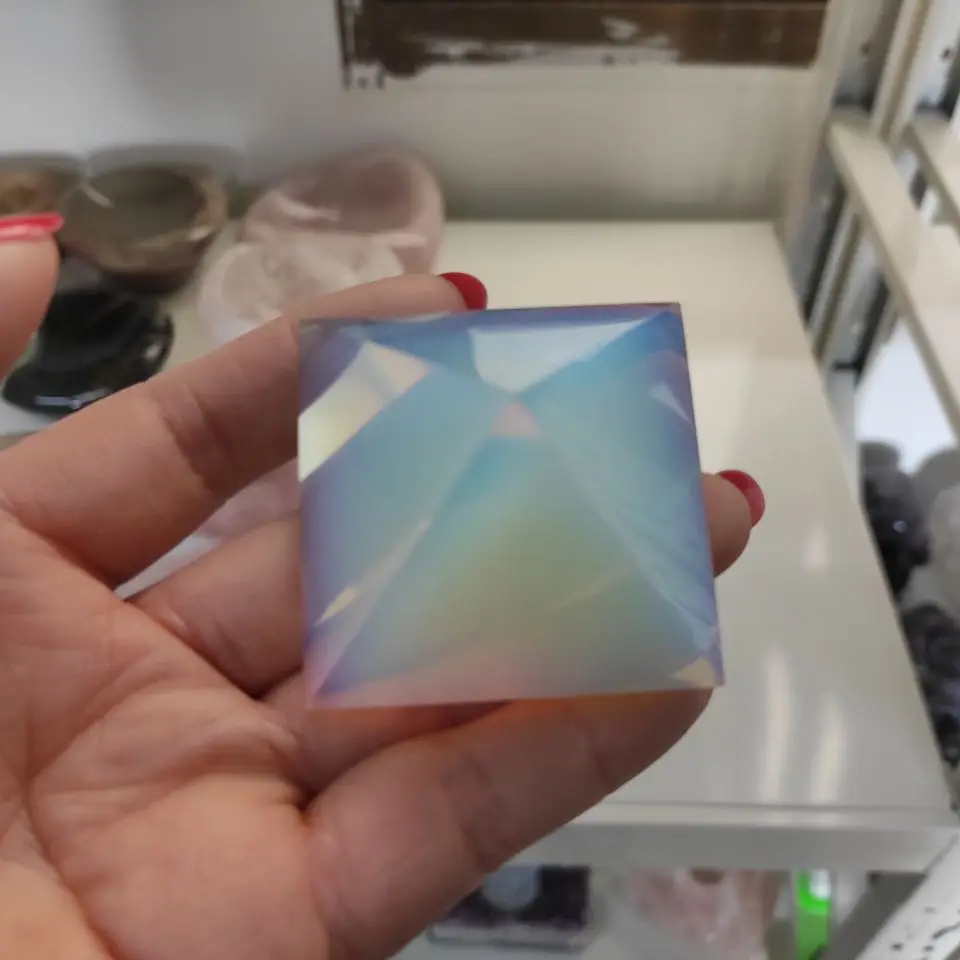 

Opal crystal pyramid Pyramid Shape Decoration Chakra healing stone 48mm