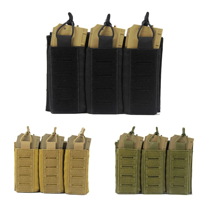 

Molle Mag Pouch Tactical Magazine Pouch Elastic Open-Top Triple Mag Pouch Holder Carrier For M4 M14 M16 AK AR 2021 New