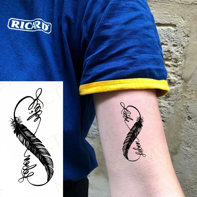 Водостойкая Временная тату-наклейка змея листья крест перо флэш-тату поддельные