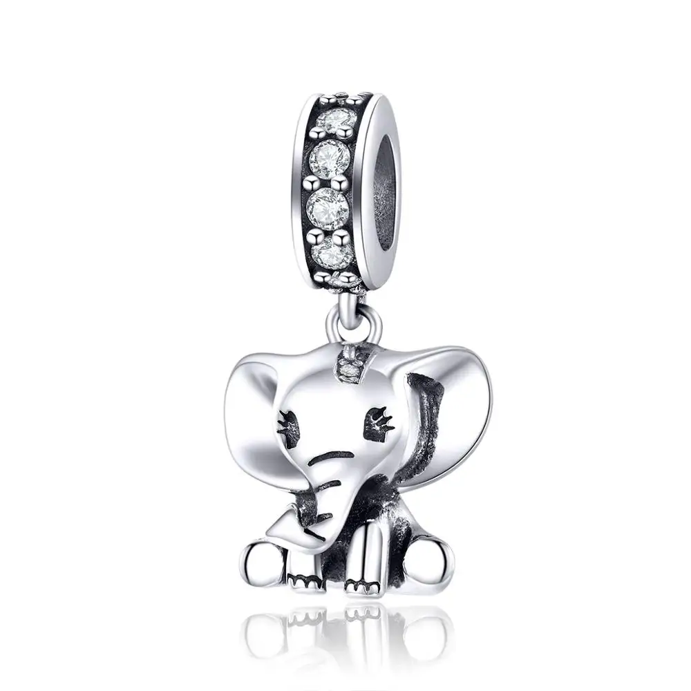 Fit Pandora браслет серебро 925 CZ Лебедь петух бусины S925 Красная эмаль деньги кот Ленивец украшения в виде слонов для изготовления ювелирных изделий