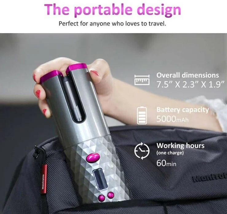 Portátil sem Fio Modelador de Cabelo Recarregável para Display Automático Curling Ferro Encaracolado Máquina Cabelo Alisador Usb Lcd