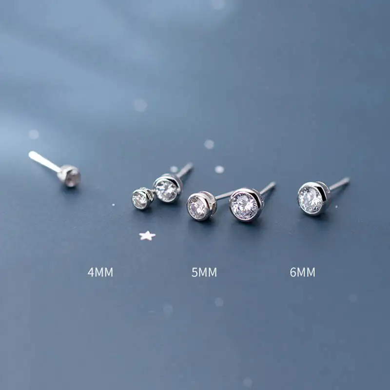 PONYKISS Real 925 Sterling Silver Zircon Round Stud Earrings Summer Delicate Fashion Women Party Fine Lovely Accessory | Украшения и