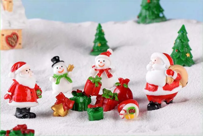 Санта-Клаус миниатюрная Рождественская елка Снеговик Подарочная коробка Декор Орнамент сани микро пейзаж Снежная сцена подарок на год Декор для дома