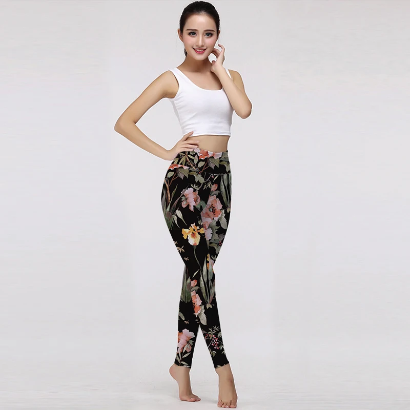 FlowerDance тонкие эластичные штаны для йоги бесшовные леггинсы с завышенной талией