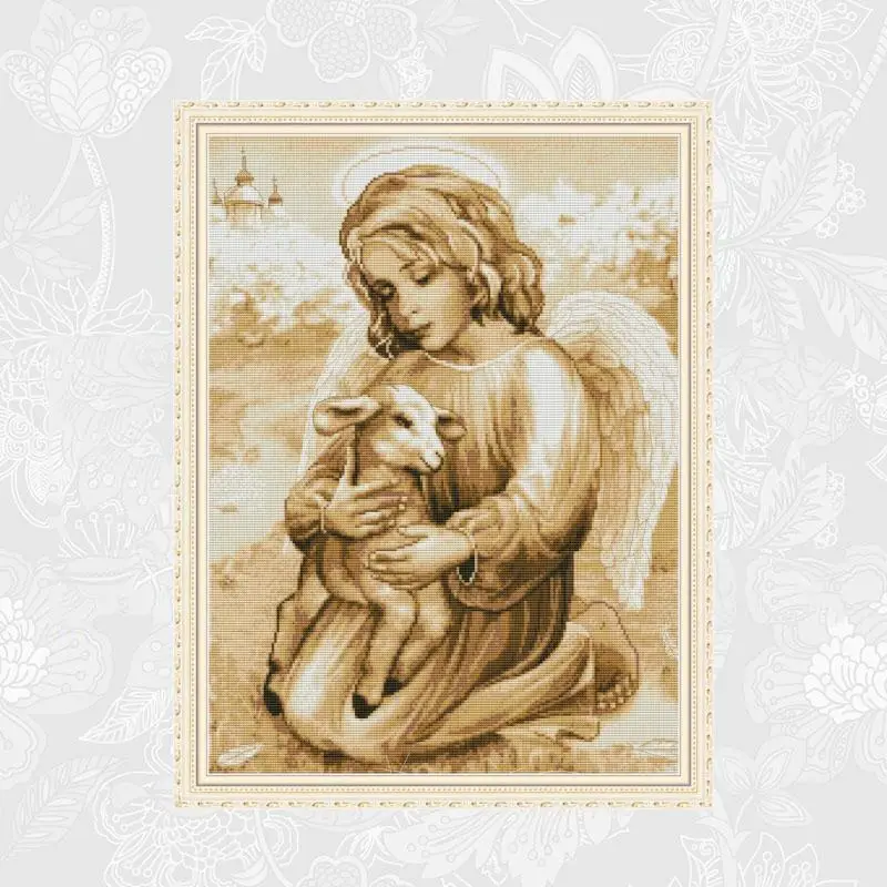 Joy Sunday Angel and Lamb картины вышивки крестом Холст 11CT 14CT вышивка рукоделие Наборы вышивки крестом поделка рукоделие