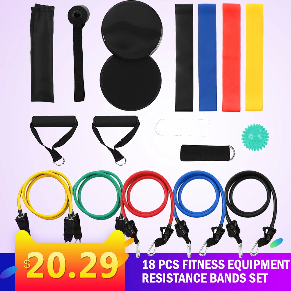18 шт. спортивное оборудование для тренажерного зала набор эспандеров тренировок