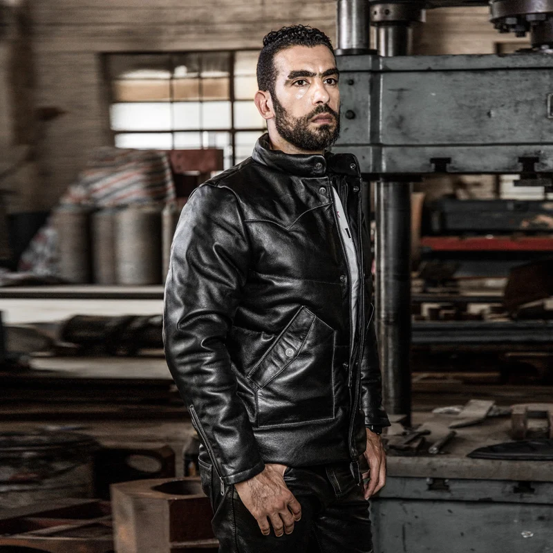 Новое поступление мужские куртки из 100% натуральной кожи повседневный пуховик